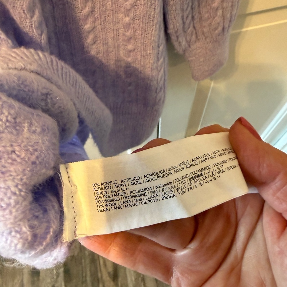 Mango Lavender Cable Knit Sweater EUC - Picture 6 of 7